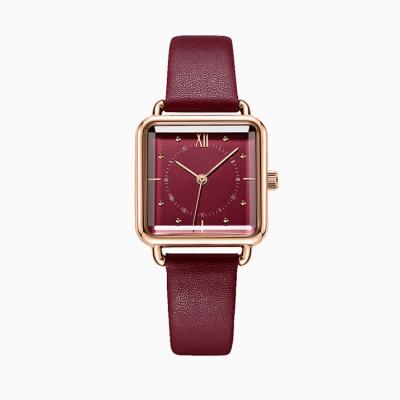 China Chronograph Fashion Vintage Red Rose Gold Ladies Square Shaped Watch For Women for sale