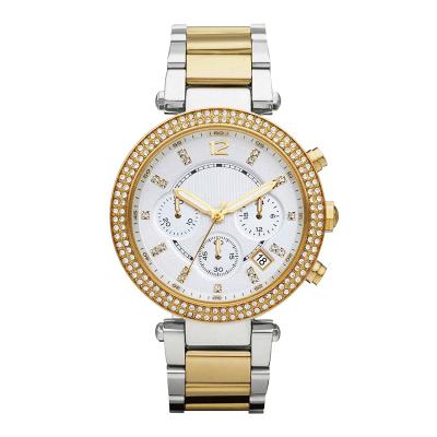 China 2019 Best Chronograph Gold Famale Quartz Watch Luxury Calendar Unique 5 ATM Water Resistant Stainless Steel Watch for sale