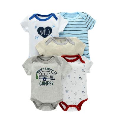 China Wholesale Comfotable Summer Baby Clothes Pajamas Baby Boy Girl Jumpsuit 100% Lovely Design Cotton Infant Romper Wholesale A Set Of 5 Pieces for sale