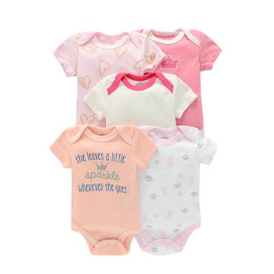 China Wholesale Comfotable Summer Baby Clothes Pajamas Baby Boy Girl Jumpsuit 100% Lovely Design Cotton Infant Romper Wholesale A Set Of 5 Pieces for sale