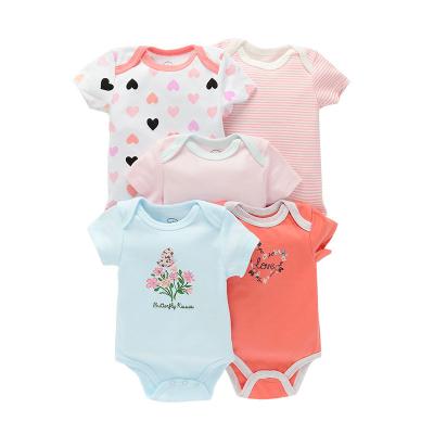 China Wholesale Comfotable Summer Baby Clothes Pajamas Baby Boy Girl Jumpsuit 100% Lovely Design Cotton Infant Romper Wholesale A Set Of 5 Pieces for sale