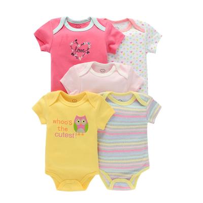 China Wholesale Comfotable Summer Baby Clothes Pajamas Baby Boy Girl Jumpsuit 100% Lovely Design Cotton Infant Romper Wholesale A Set Of 5 Pieces for sale