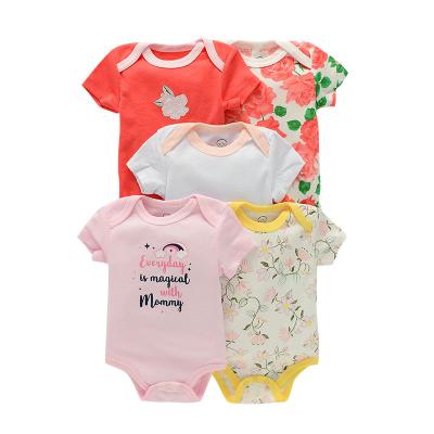 China Wholesale Comfotable Summer Baby Clothes Pajamas Baby Boy Girl Jumpsuit 100% Lovely Design Cotton Infant Romper Wholesale A Set Of 5 Pieces for sale