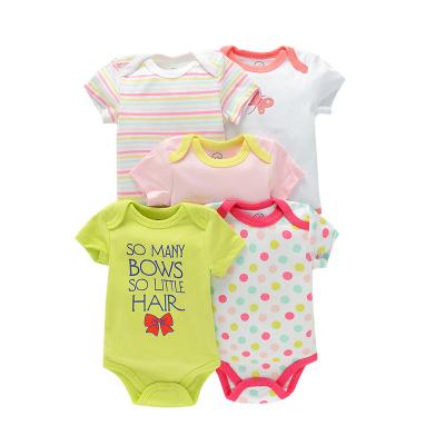 China Wholesale Comfotable Summer Baby Clothes Pajamas Baby Boy Girl Jumpsuit 100% Lovely Design Cotton Infant Romper Wholesale A Set Of 5 Pieces for sale