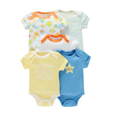 China Wholesale Comfotable Summer Baby Clothes Pajamas Baby Boy Girl Jumpsuit 100% Lovely Design Cotton Infant Romper Wholesale A Set Of 5 Pieces for sale