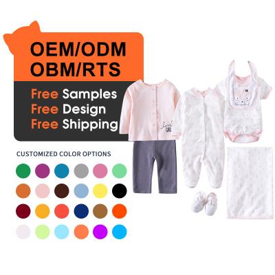 China O/A Anti-Shrink Pay Free Sample Free Shipping Baby Clothes Pajamas Baby Boy Clothes Set With 1 Cover Baby Romper 7 Set for sale