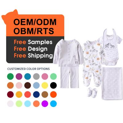 China O/A Anti-Shrink Pay Free Sample Free Shipping Baby Clothes Pajamas Baby Boy Clothes Set With 1 Cover Baby Romper 7 Set for sale