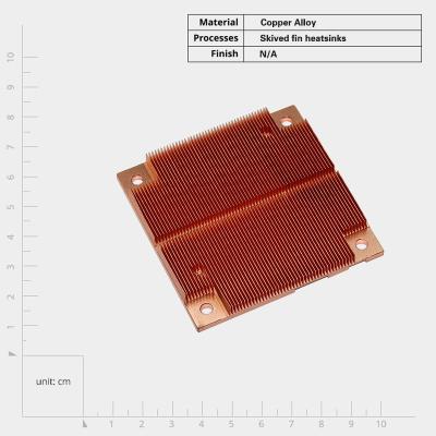 China Customized Skived Fin Height Copper Heat Sink For Heat Dissipation for sale