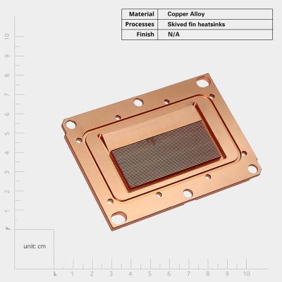 China High Density Copper Skiving Fin Heat Sink Liquid Cooling Block CNC Machining CPU Cooler Heatsink for sale