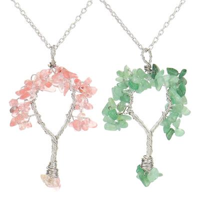 China FASHIONABLE Hot Selling Stone Tree Handmade Natural Crushed Crystal Winding Pendant Necklace For Women for sale