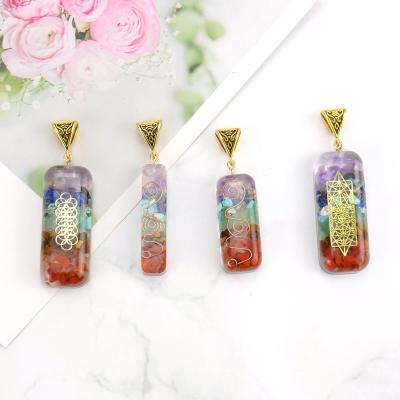 China FASHIONABLE 7 Chakra Engrave Crystal Epoxy Geometric Meditation Oura Ogan Energy Pendant Necklace for sale