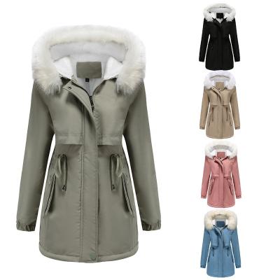 China Waterproof Women's Winter Parka Hooded Cotton Striped Down Coats Fashion Warm Light Weight With Portable Zipper Stripper Jackets for sale