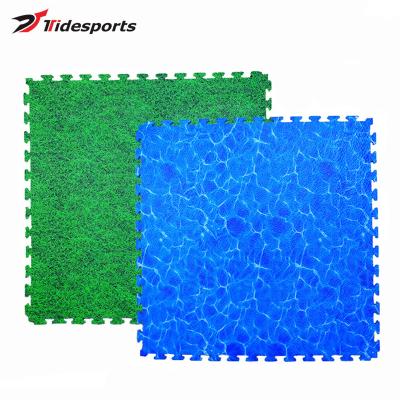 China EVA Foam Playground Mat 100cm Game Puzzle Foam Mat Indoor Playground Mat With Grass Water Pattern for sale