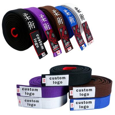 China Adults 100% Cotton BJJ Belt Custom Logo BJJ Gi Belt Brazilian Jiu Jitsu BJJ Gi Belt for sale