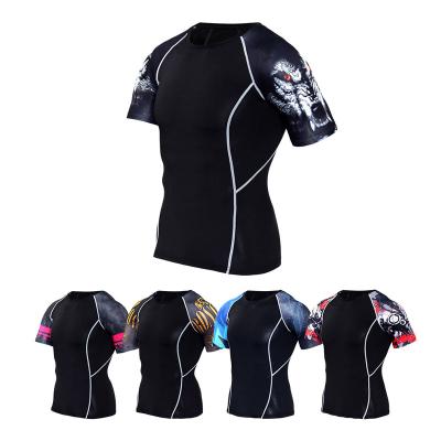 China Rash Guard Compression Shirts Quick Dry Men's BJJ Underwear Short Sleeve Rashguards Mens Short Sleeves For Workout Sports Gym Fitness Suite for sale