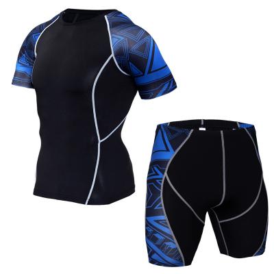 China Short Sleeve Rashguard Mens Short Sleeve Sets Quick Dry Underwear Compression Gaiters Rush Guard For Workout Sports Gym Fitness Surfing for sale