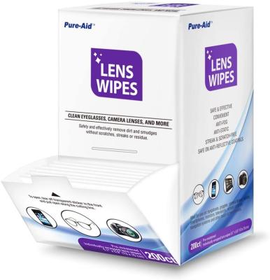 China Pre-moistened lens cleaning wipes individually wrapped lens and screen cleaning cloths for sale