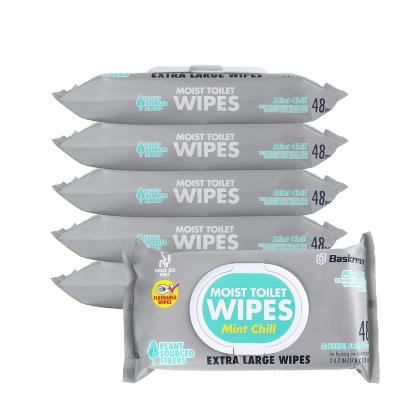 China 100% Flushable Biodegradable Moist Wipes, Enhanced Cleaning & Ultra Soft Hypoallergenic Plant-Based Freshness Wipes for sale