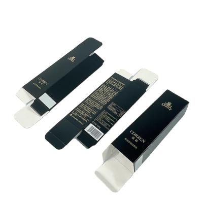 China Handmade Paper 350gsm CMYK Printed Black Color Boxes Custom Cosmetic Ad Box for sale