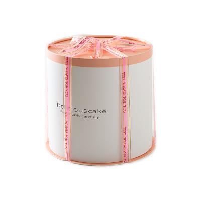 China 4 6 8 inch handmade logo 250gsm customized eco-friendly ivory paper cake printed pink tube cake boxes for sale