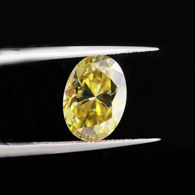 China Color Play or Fire Brilliant Jewelry Oval Cut Moissanite Diamond Color Loose Vivid Yellow Gemstone for sale