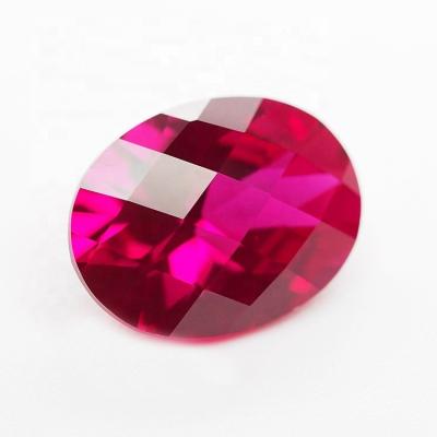 China Color Game Or Fire High Quality Oval Shape Synthetic Ruby Red Color Corundum Stone for sale