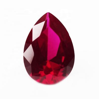 China Color Game or Fire Brilliant Jewelry Pear Cut Artificial Red Corundum Stone for sale