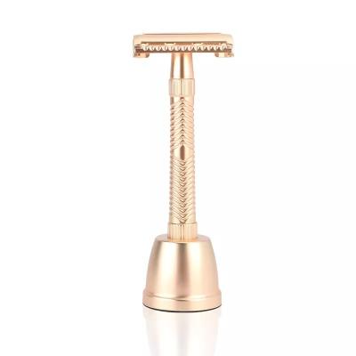 China Twin Blade High End Butterfly Opening Safety Razors Gold Color Razor for sale