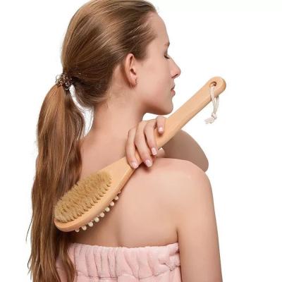 China Long Handle 2022 Best Selling Body Washing Wooden Long Handle Shower Boar Soft Bristle Brush For Bath Spa Brush Exfoliating Brushes for sale