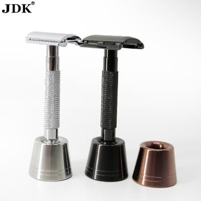 China JDK Blade Safety Razor Shaving Holder Classic Double Razor Holder Men's Stainless Steel Single Edge Set Razor Base Holder for sale