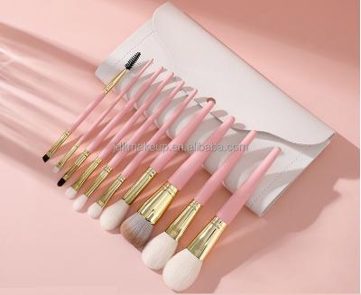 China Angular Blush Natural Hair Professional Makeup Brush Set With PU Leather Bag for sale