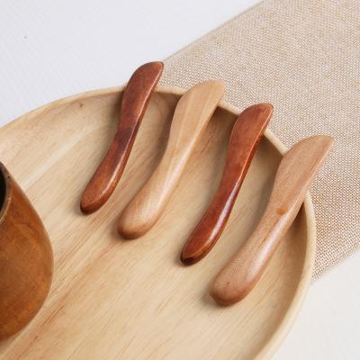 China Flat Brush Factory Price Natural Wood Mask Brush Makeup Spatula Face Cream Facial Stir Stick Tool for sale