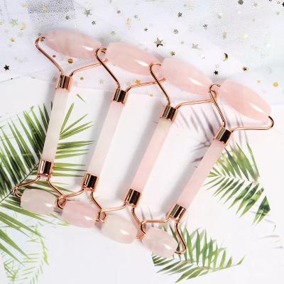 China Face Rose Quartz Face Roller Massager and Anti Aging Tool Natural Guasha Jade Roller and Gua Sha Facial Set for sale