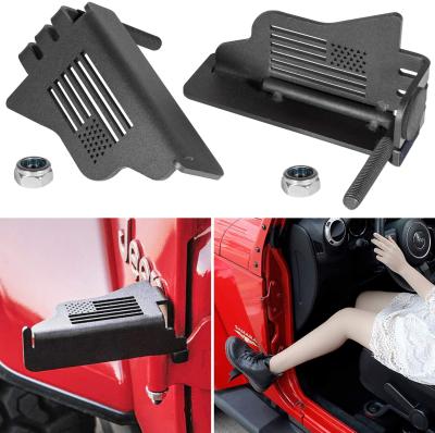 China 2PCS Steel Front Foot Pegs Rest Pedal Exterior Door Hinge With USA Flag For 2007-2020 2021 Jeep Wrangler JK JKU JL JLU Cowboys JK for sale