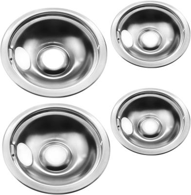 China 4 Pack Stainless Steel Reflector Household Rolls Universal Drip Pan Kits Gas Stove Burner Rings For Frigidaire Kenmore for sale