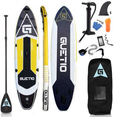 China GUETIO Water Sports Manufacture 2022 Low Price Customized Inflatable Rack Up Paddle Board Soft Board Touring SUP for sale