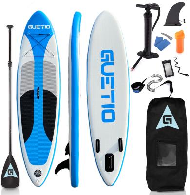 China Water Sports Area GUETIO PVC Customized ISUP Inflatable Total Surfboard SUP Paddel Boards Surfing Rack Up Paddle Board for sale