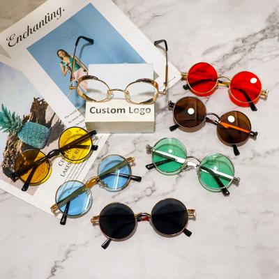 China Retro Round Steampunk Punk Sunglasses For Women Mens Fashion Driving Shades Vintage Metal UV400 Colorful Eyewear for sale