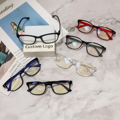 China Anti Blue Light Glass Gift Box Packaging Dark Blue Presbyopic Blue Square Glasses Customized 100% Anti Color Glasses for sale