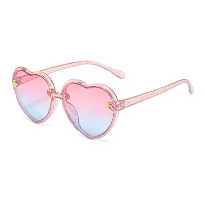 China Shiny Love Kids Sunglasses Children Kids Shining Sunglasses Transparent Colored Frame Game Photo Glass Kids Sunglasses for sale