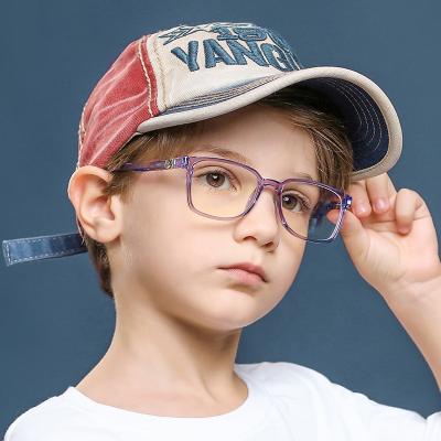 China Children's TR90 Glass Transparent Children's Light Blue Flat Computer Glasses Legs Hand Made 360 ​​Degree Anti Spring Optical Frames for sale