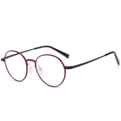 China Custom Vintage Anti Blue Light Glasses Frame Titanium Red Myopia Glasses Anti Blue Light Glasses for sale