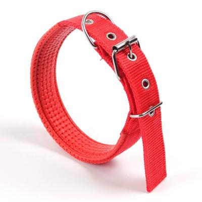 China Padded Dog Collar Heavy Duty Adjustable Leather Padded Nylon Pet Collar 3.0*60cm Customized for sale