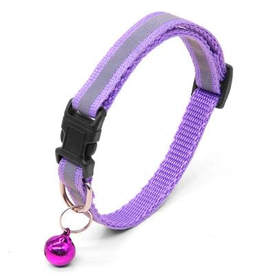 China Cat Collar Adjustable Reflective Pet Nylon Collar with Bell for Dog and Kitten for sale