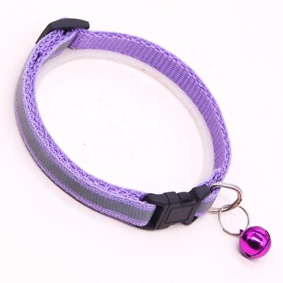 China Dog Collar Adjustable Reflective Cat Collar Nylon Rope With Bell For Small Pet for sale