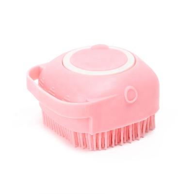 China Stocked Soft Rubber Dog Massage Brush With Shampoo Dispenser Cat Bathing Comb For Pet Puppy And Kitten for sale