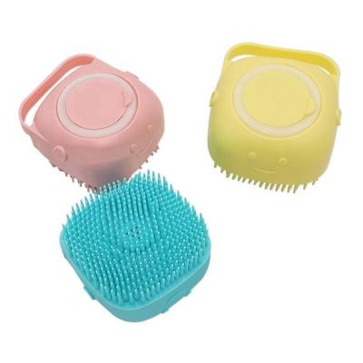 China Cat Grooming Tool Soft Rubber Stocked with Shampoo Dispenser Factory Wholesale Silicone Pet Brush Massager for Dog and Kitten Bathing for sale