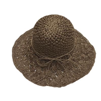 China Custom Made 100% Hand Knitted Polyester Ladies Beach Straw Hat Sun Hat Ladies Summer for sale