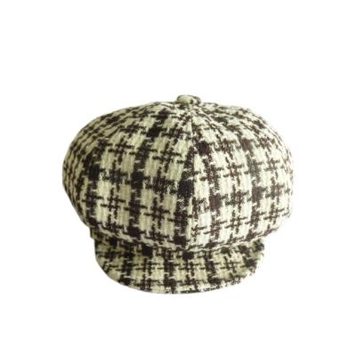 China Fashion Wholesale High Quality Wool Beret Retro Female Octagon Hat Autumn And Winter Corduroy Handsome Hip Hop Hat for sale