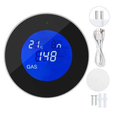 China Tuya Wifi Smart WIFI Natural Gas Alarm Sensor With Temperature Function Flammable Gas Leak Detector LCD Display Smart Life APP for sale